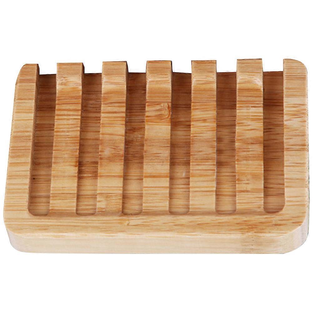 Self Draining Bamboo Soap Dish for Home Use with 3Pcs in Khaki