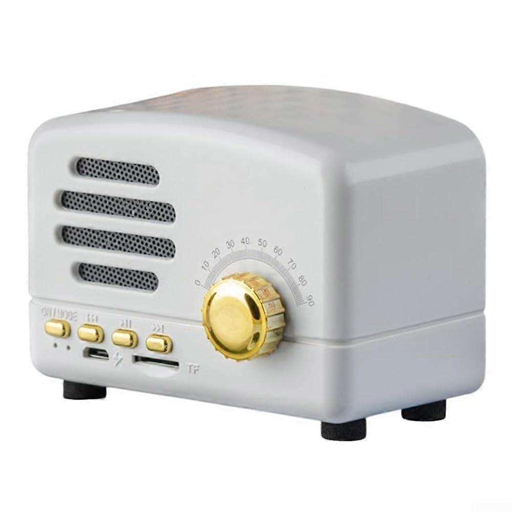 Portable Retro Speaker With FM Radio, TF Card / MicroSD Support, 56 Hours Playtime, 3W Output, White Classic Design