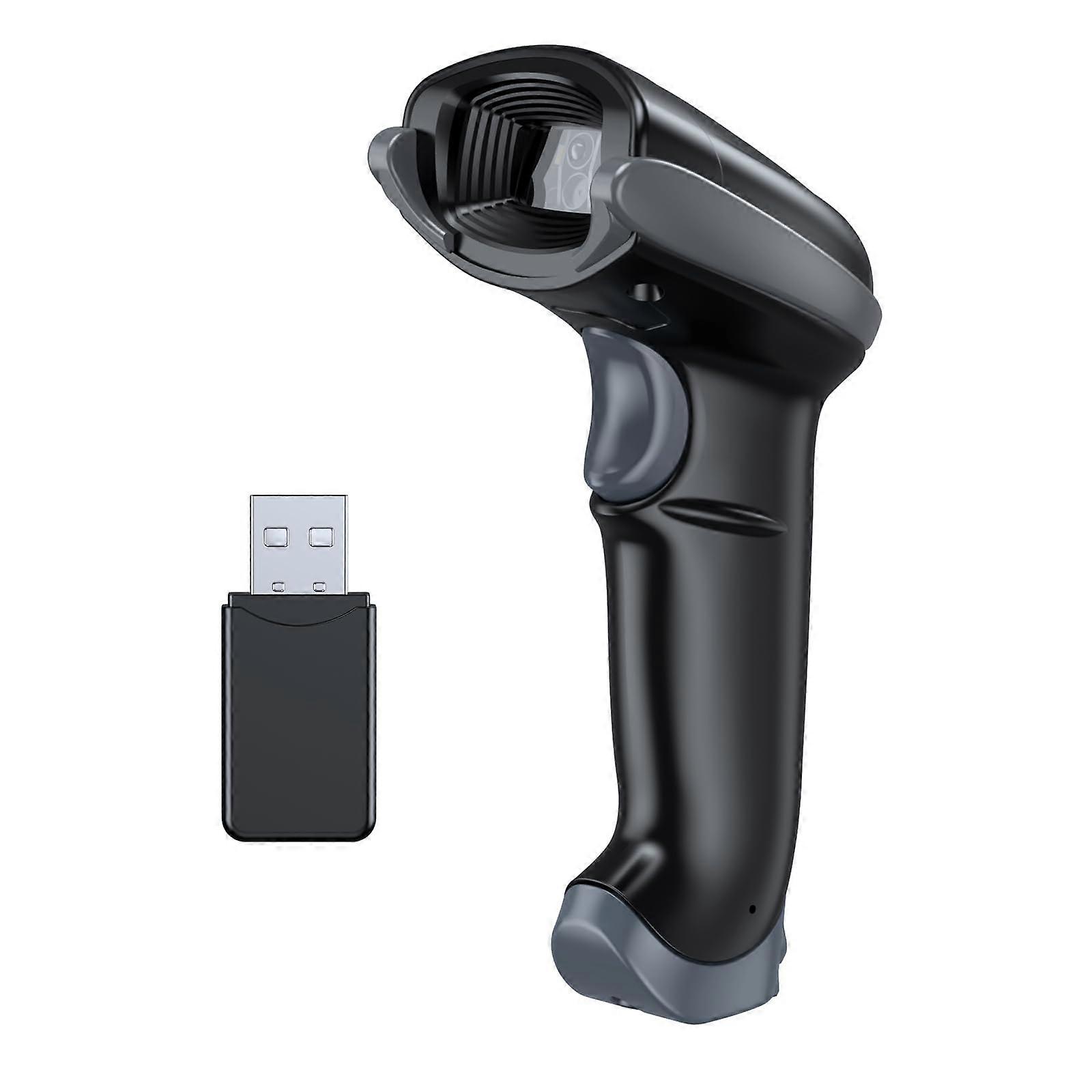 Bluetooth 5.0 Barcode Scanner Wireless QR Code Reader with USB Receiver and Replaceable Battery