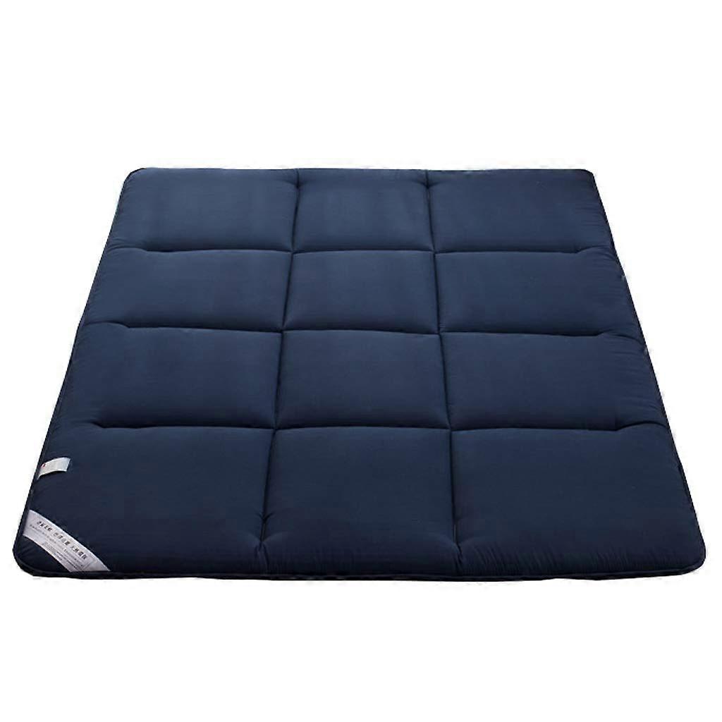 Futon Mattress Pad Single Double Foldable Floor Mat with Breathable Comfort and NonSlip Straps Blue 0.9x2M