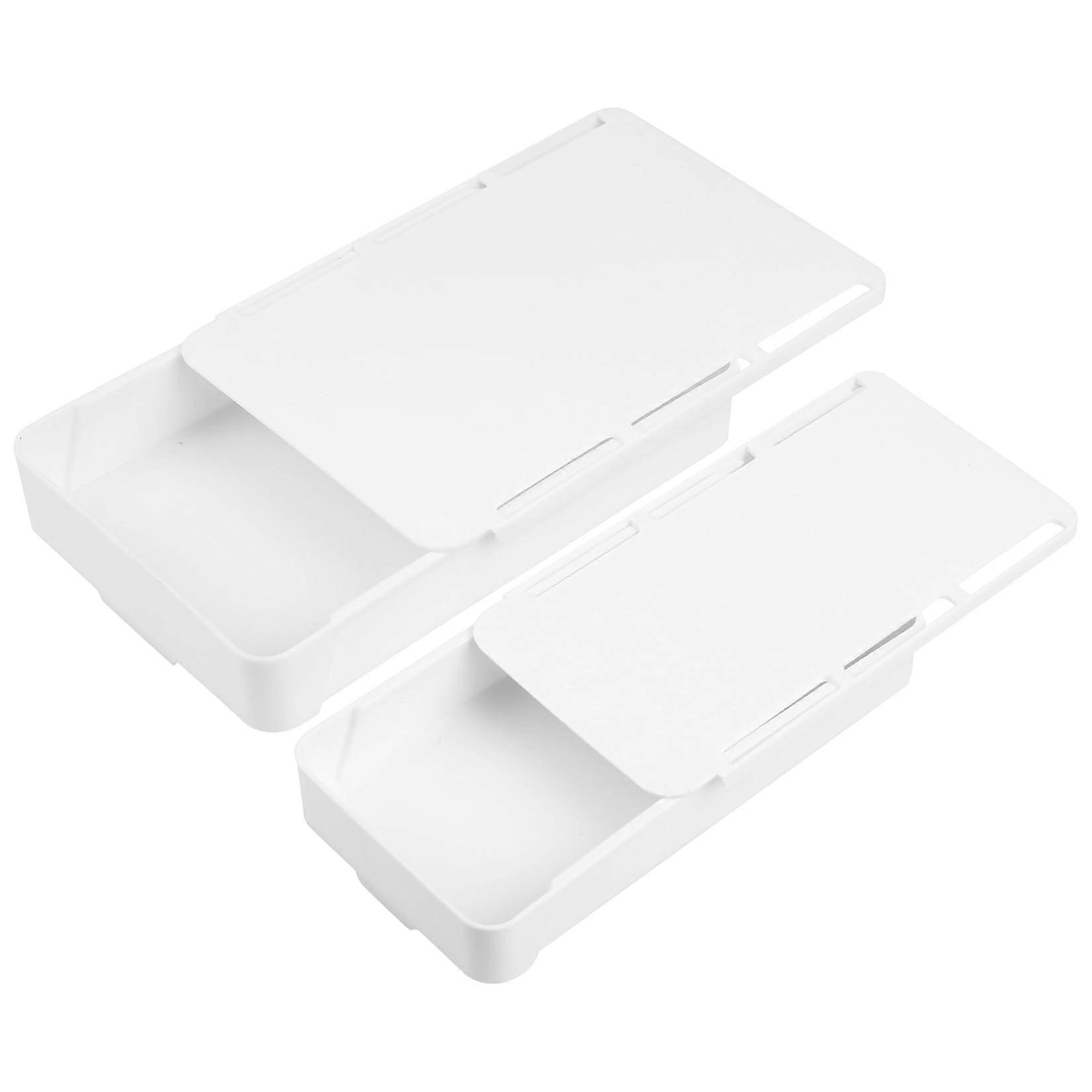2pcs Under Desk Drawer Set, SelfAdhesive SlideOut Hidden Storage Organizer for Office and Home (S+L Size)