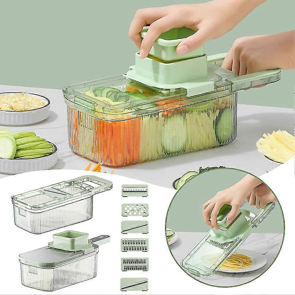 Manual Vegetable Grater with 3/6 Cutting Tools Reusable Veggie Cutting Tool Kitchen Utensils  B