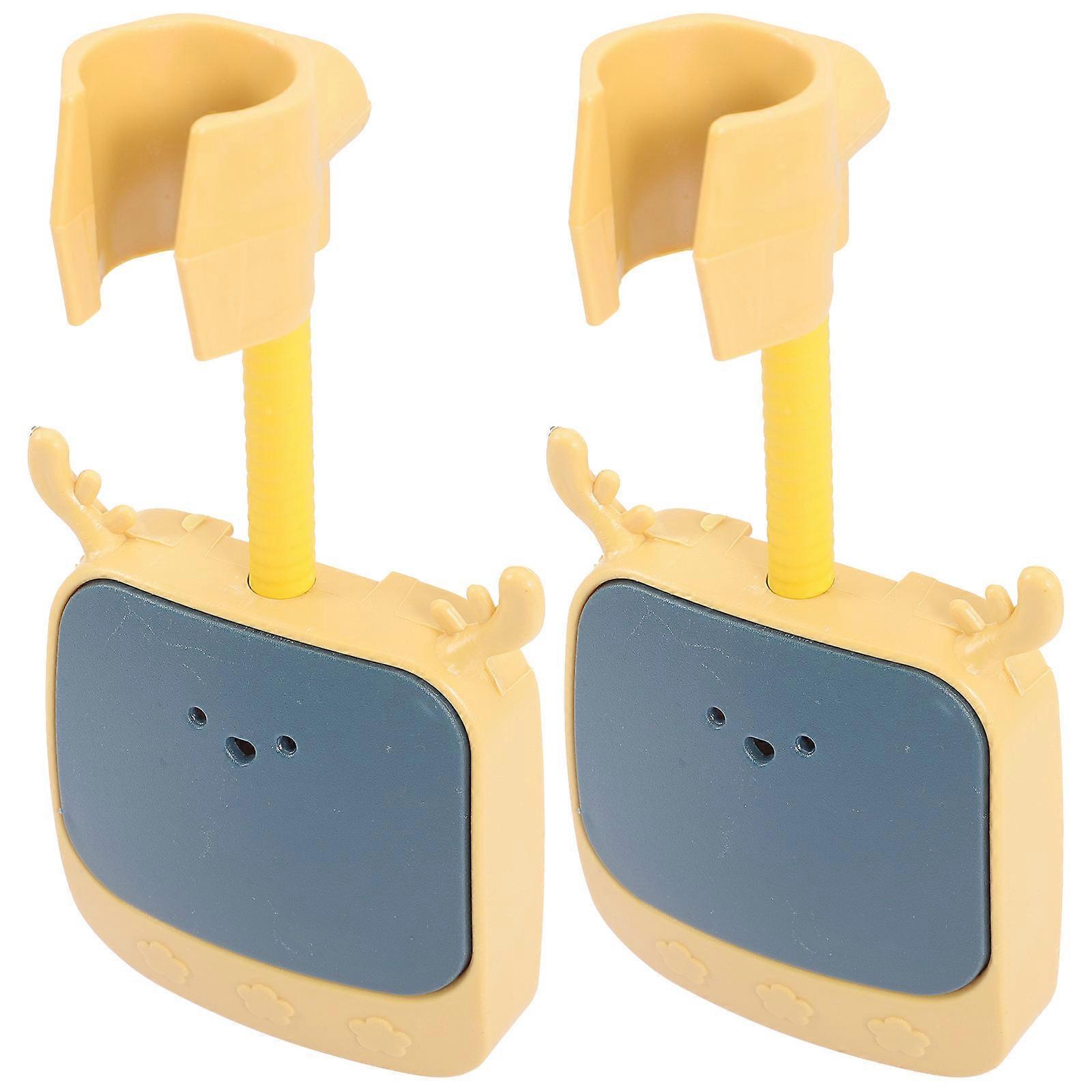 2Pcs Adhesive Shower Head Holder Adjustable for Storage Use Yellow Plastic