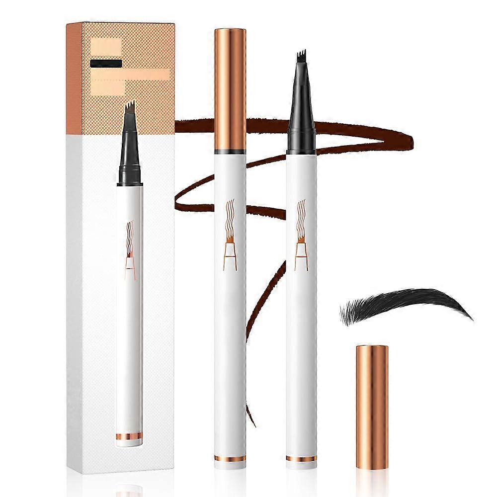 Waterproof Microblading Eyebrow Pencil with 4 Fork Tip, Long Lasting 3D Brow Pen Black