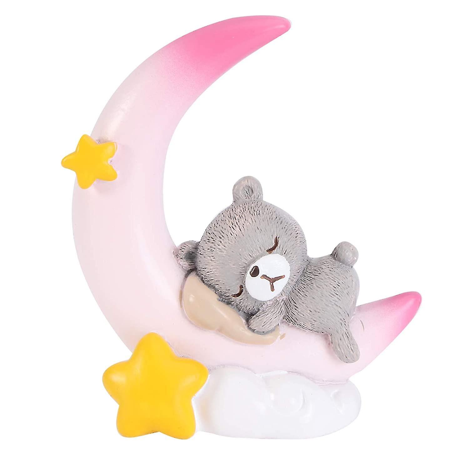 Pxcl Bjørn og Måne figur Statue Baby Moon Cake Topper Fødselsdagskage Topper Bil Dashboard