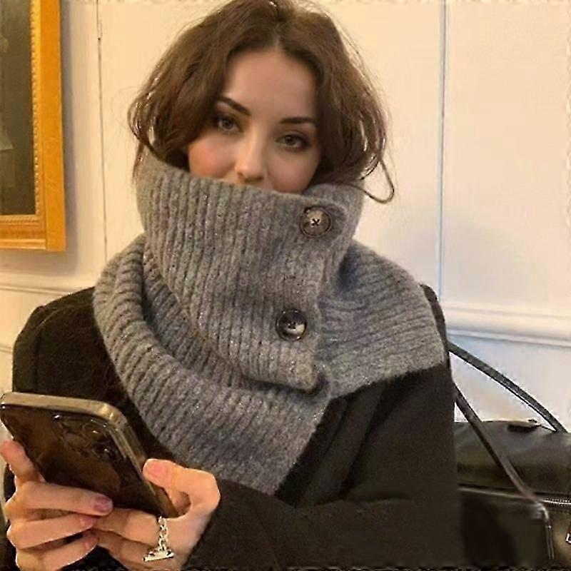 1PC Scarf Classic Solid Color Warmth Poncho Exquisite Shawl Versatile High Neck Design Elegant Multi-color