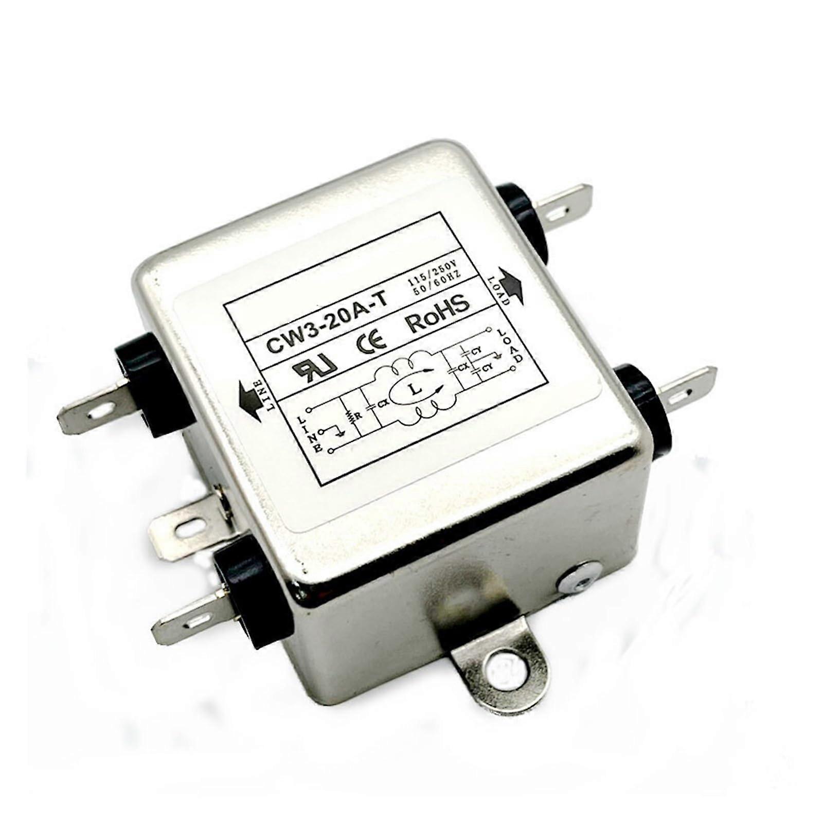 Power Line Filter 220V Single Phase 20A EMI Noise Reduction for Stable AC Power Supply