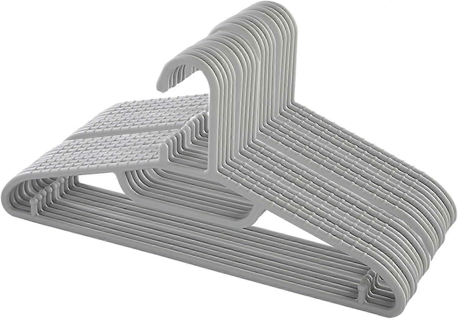 20 Pack Grey NonSlip Plastic Clothes Hangers Heavy Duty Space Saving Slim Profile