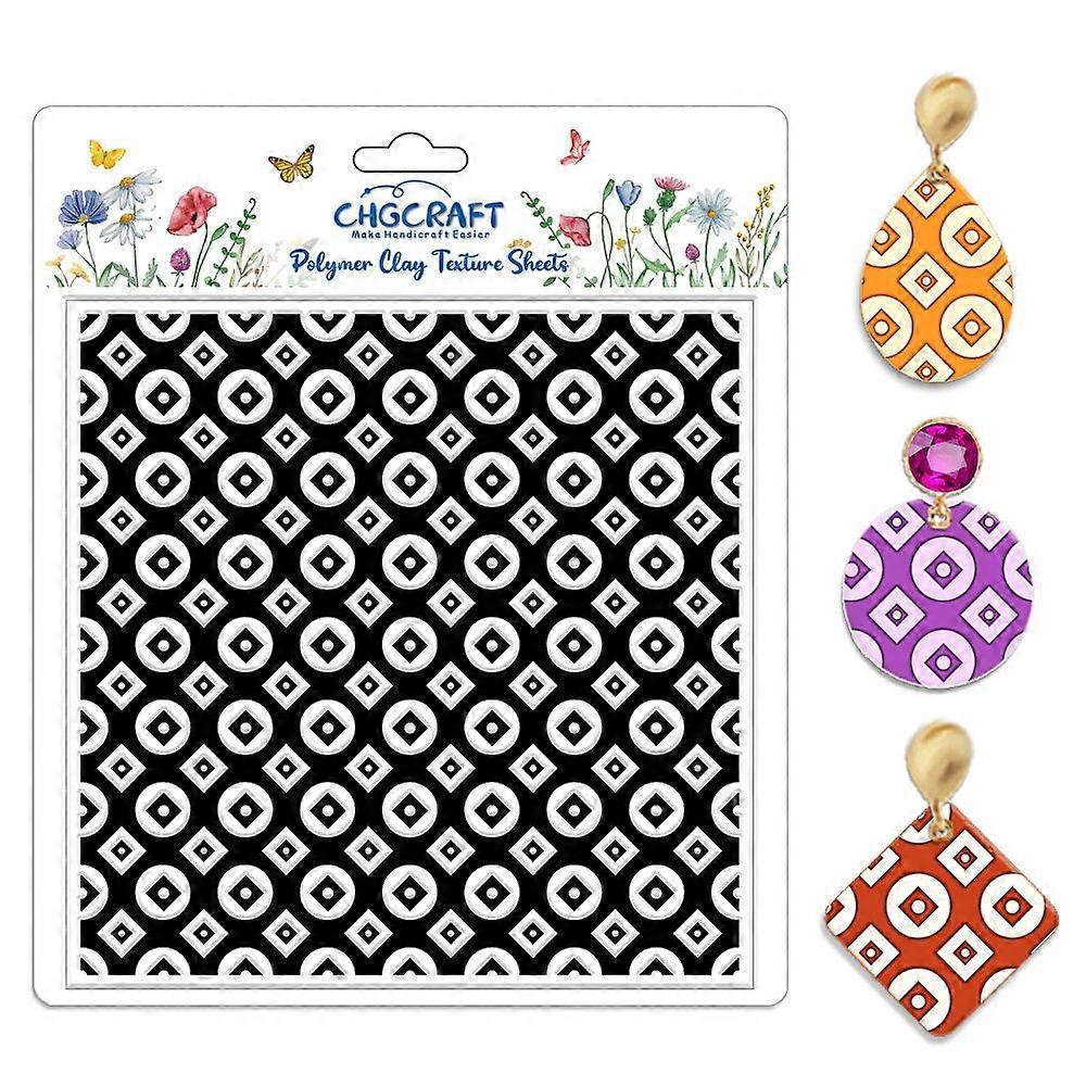 Circle Square Polymer Clay Texture Sheets Geometric Silicone Texture Stamp Clay Texture Mat Modeling Pattern Pad Sheets for Jewelry and Earrings Tools