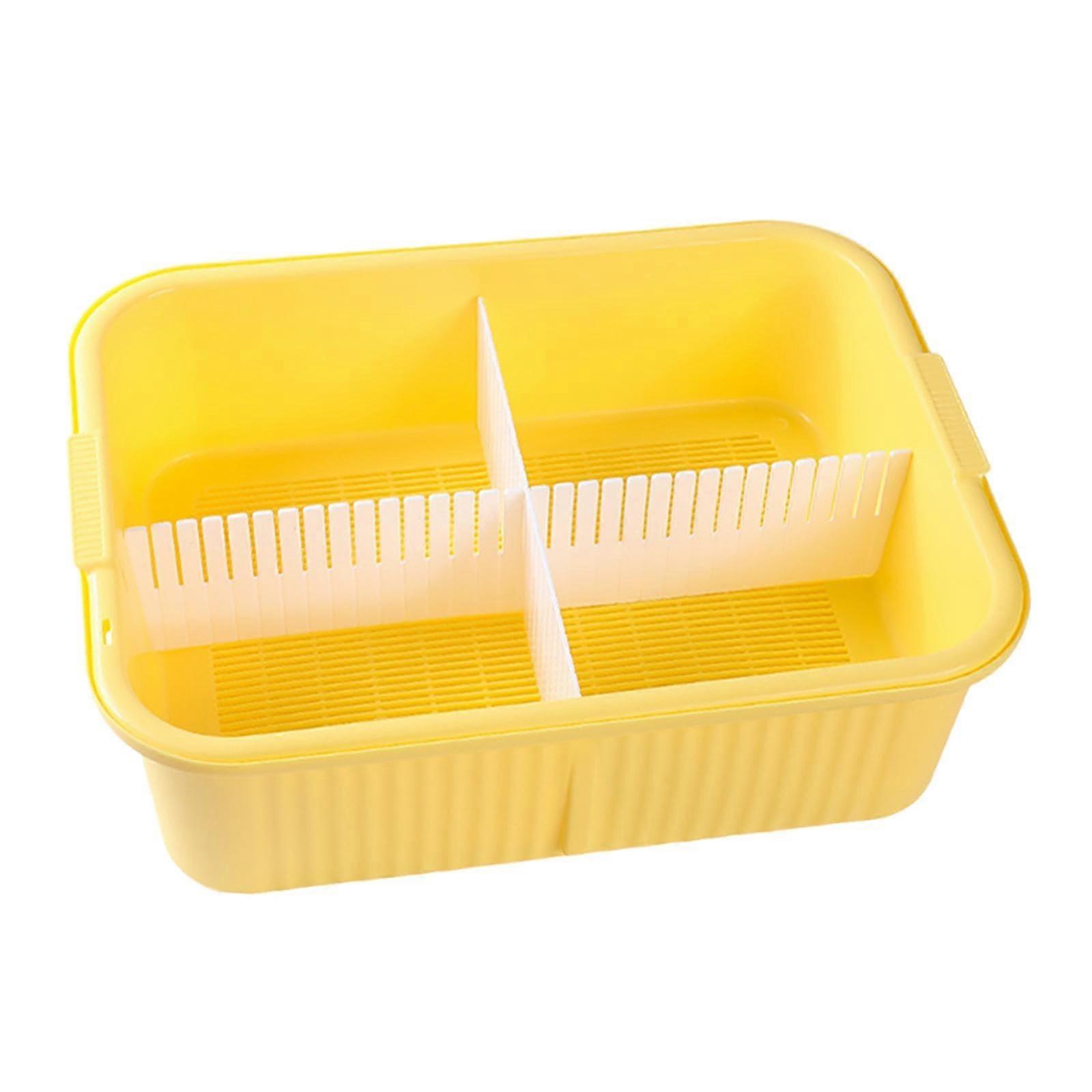 Large Turtle Tank with Drainage System and Isolation Plate for Bathing and Feeding, Yellow