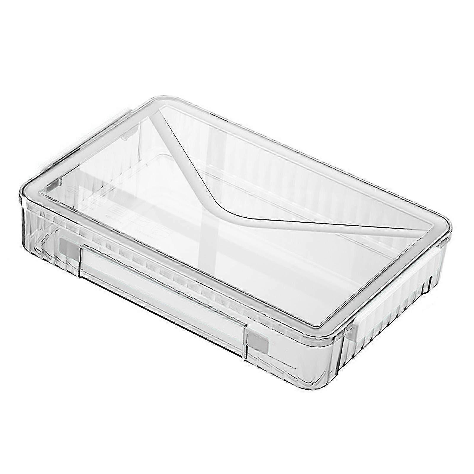 Certificate Storage Box Large Capacity Transparent Portable Scrapbook Paper Storage Case with Handle for Document File White