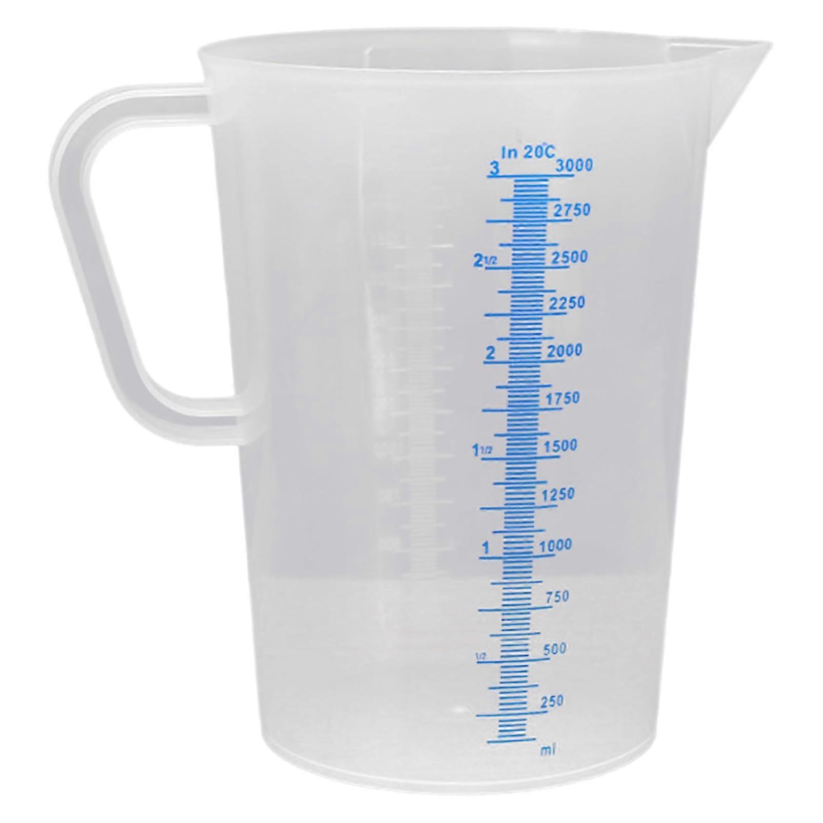 Large Capacity 3000ml Measuring Cup Plastic Mixing Pitcher with Handle and Clear Markings Blue