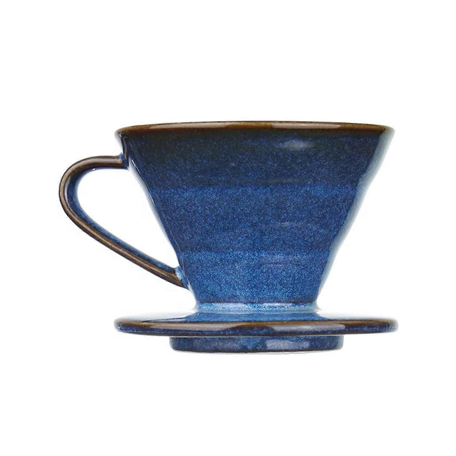 Handmade Blue Glazed Ceramic Coffee Dripper with Precise Filtration for Rich Flavor Brewing