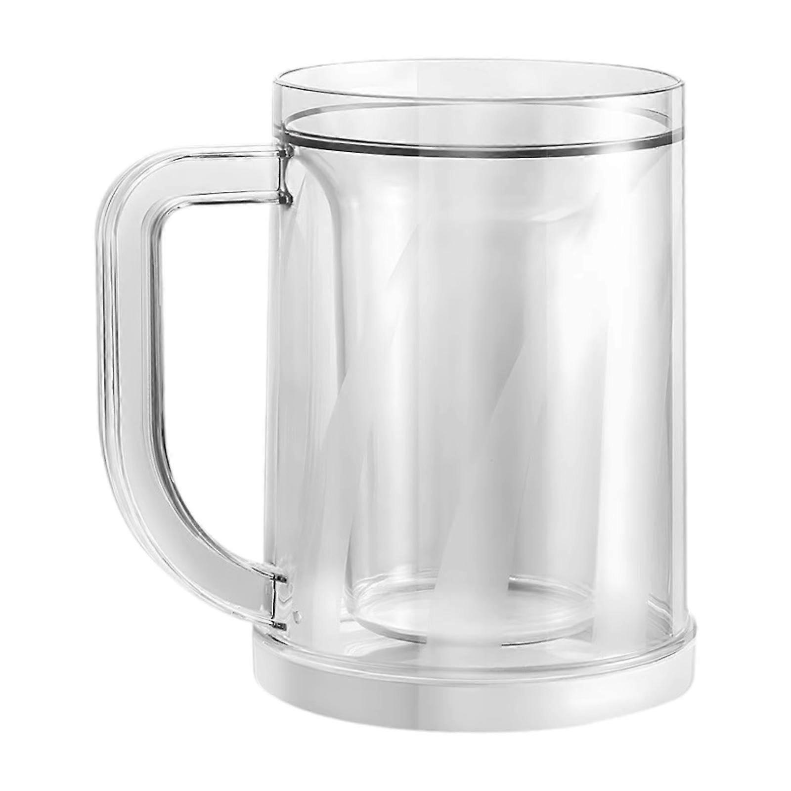 Freezer Beer Mug 400ml Double Wall Frozen Glass with Handle for Cold Drinks and Father's Day Gift