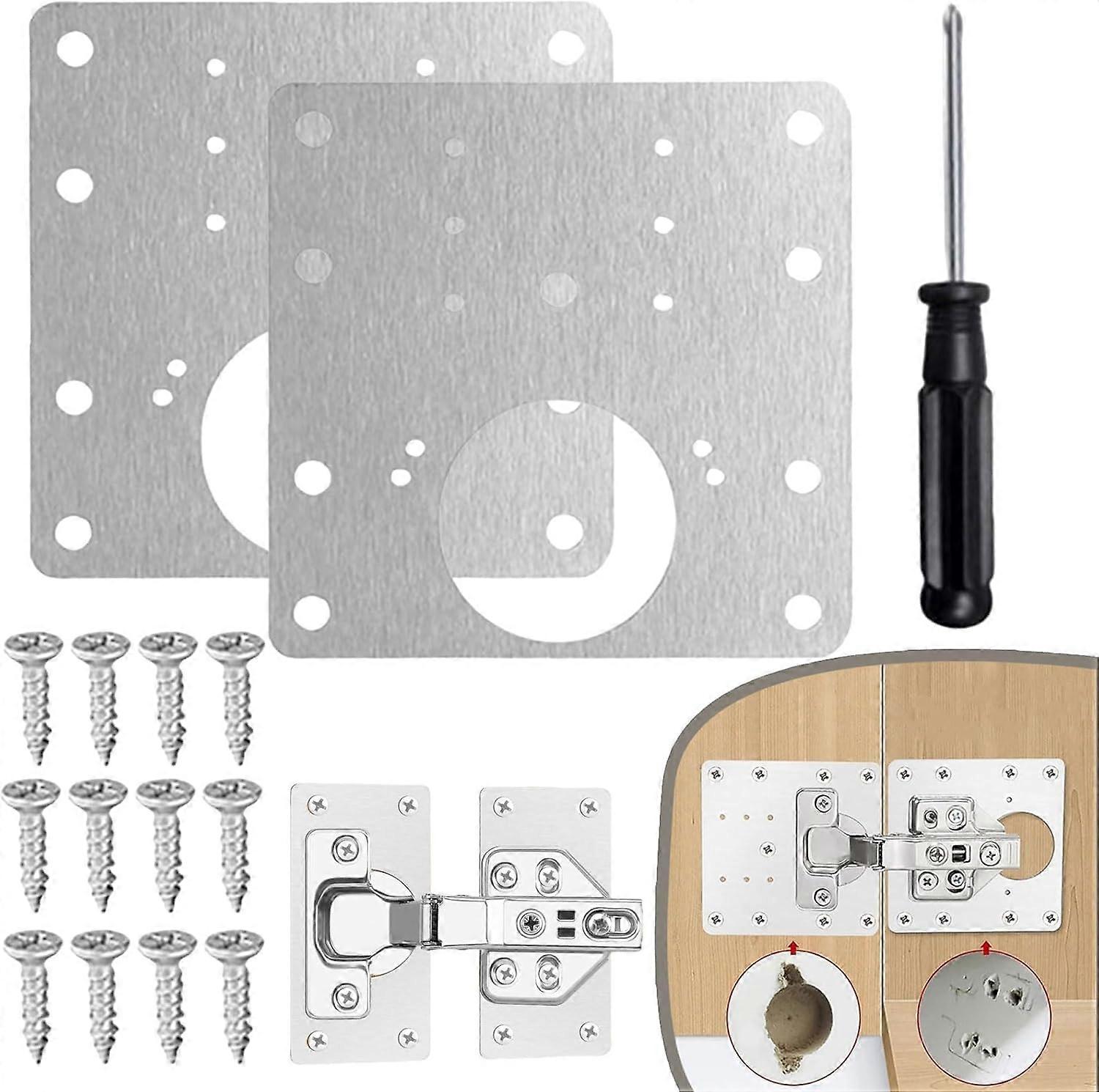 Cabinet Hinge  Kit Stainless Steel Door Plate for Kitchen Cupboard Quick Install (2)