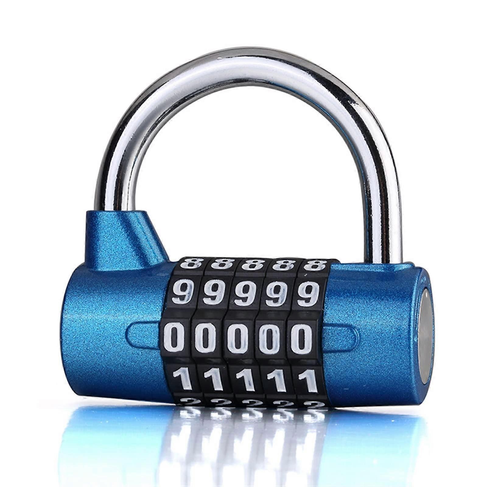 5 Digit Combination Padlock with Resettable Code, Durable Zinc Alloy Travel Lock  Black