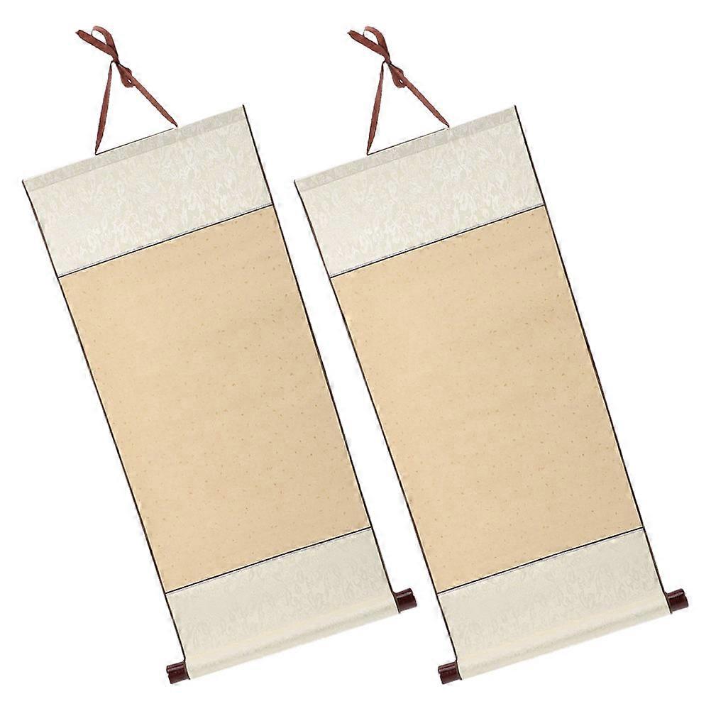 Multi Function Blank Scroll Hanging Calligraphy Scroll Painting Paper 2Pcs Rectangular Assorted Color For Art Display