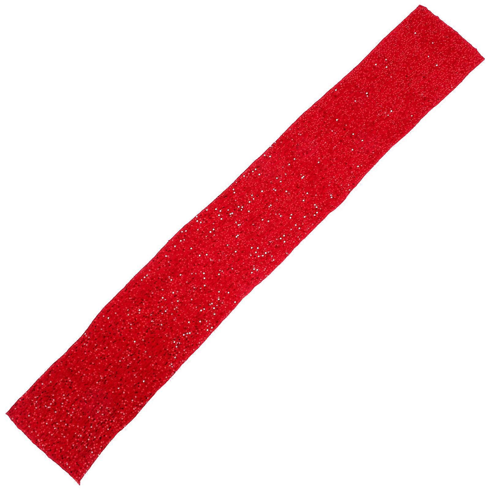 Red Sequin Table Runner for Events 2Pcs Soft Plush Party Decoration