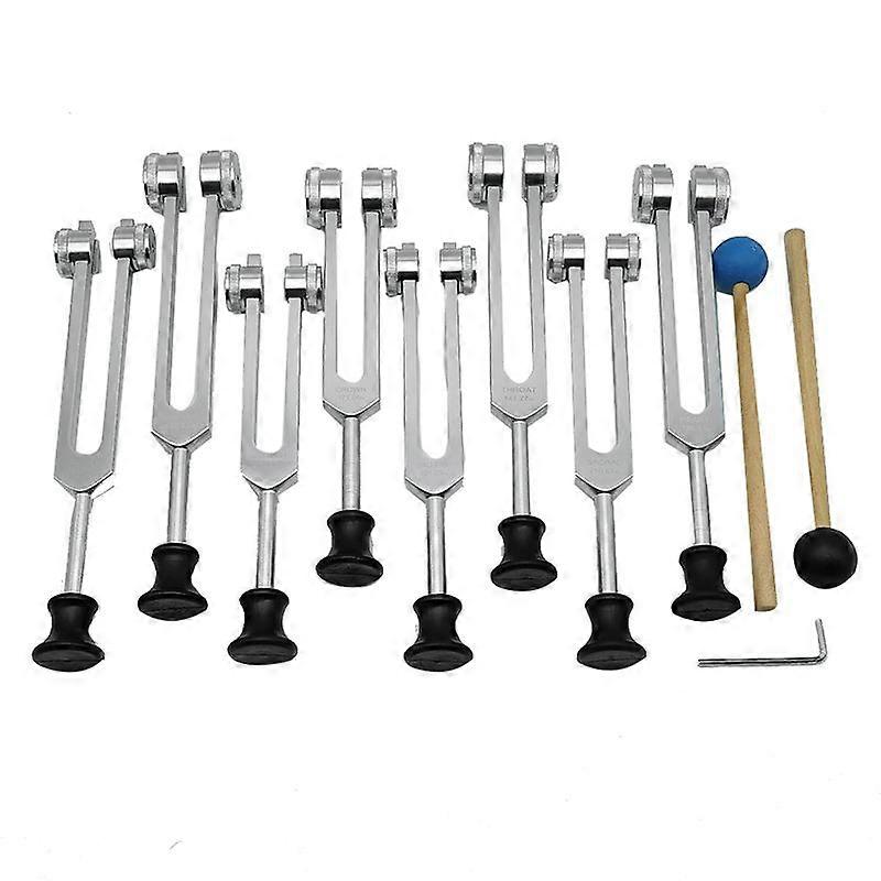 Stemmegaffelsæt til healing, lydterapi, sølv