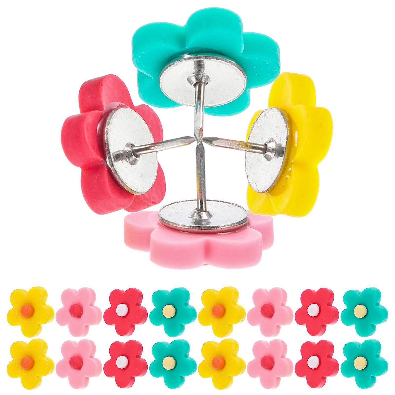 Push Pin Flower Thumb Tacks for Decorating 80Pcs Drawing Map Thumbtacks