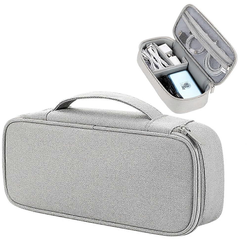 Electronics Organizer Case with  Compartments, Travel Cable Storage Bag, Light Grey