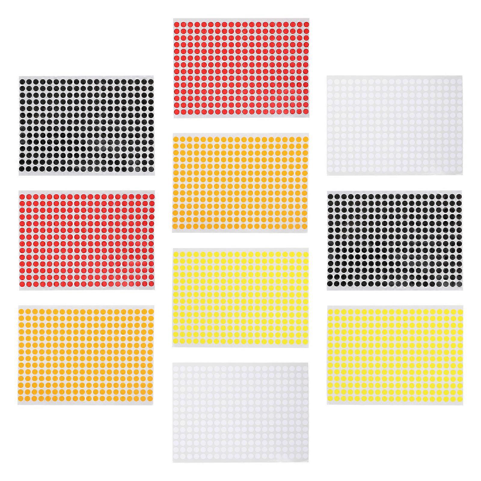 Colored Coding Labels Dot Stickers for Decor 10 Sheets of Paper