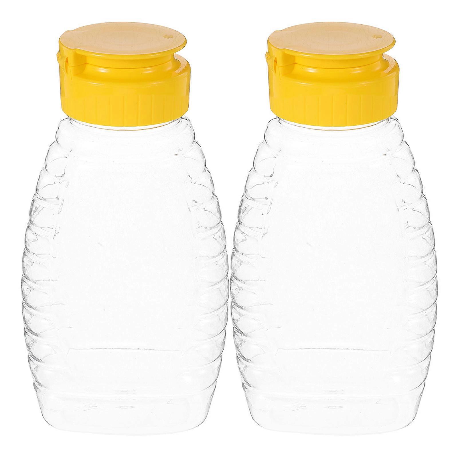 Transparent Pet Honey Bottle for Controlled Dispensing 2Pcs Set