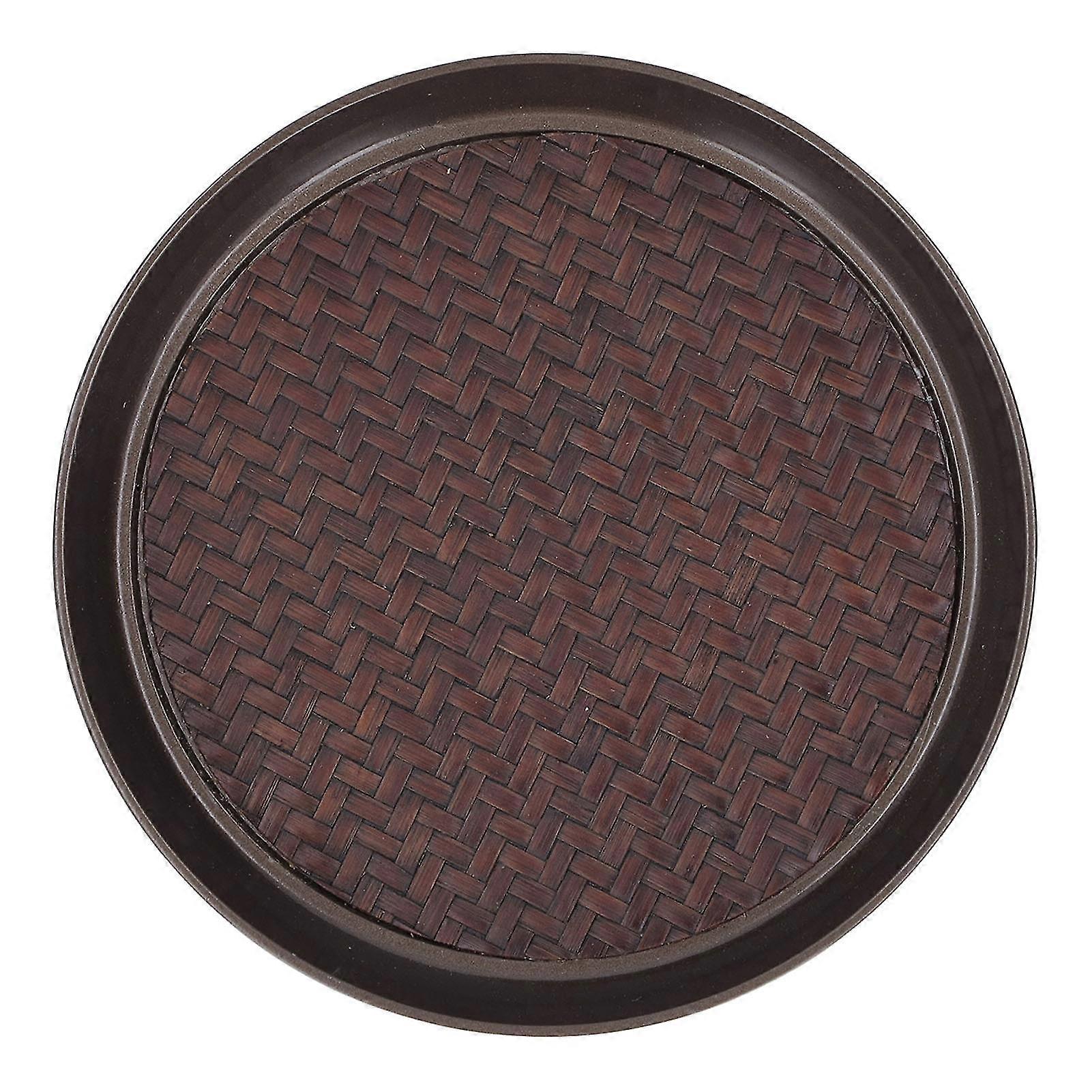Round Small Alloy Tea Tray with Weave Pattern compatible with Serving Cups