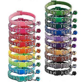 19pcs Puppy Id Collars With Bell Adjustable 19-32cm, Soft Nylon Adjustable Reflective Identification Collars For Newborn Pets -suzuka