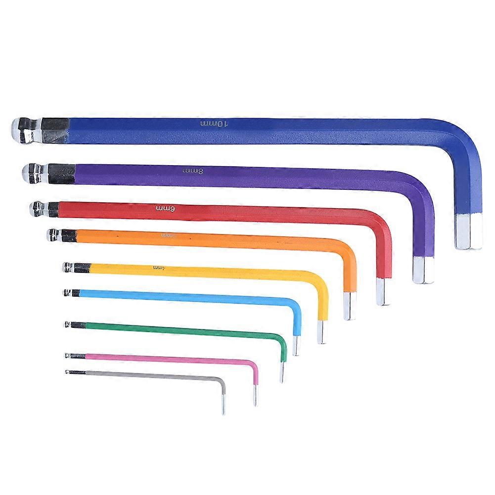 Hex Socket Wrench Set CRV Flat Head Extended Spraying Plastics Hex Key Tools Set Colourful Type E