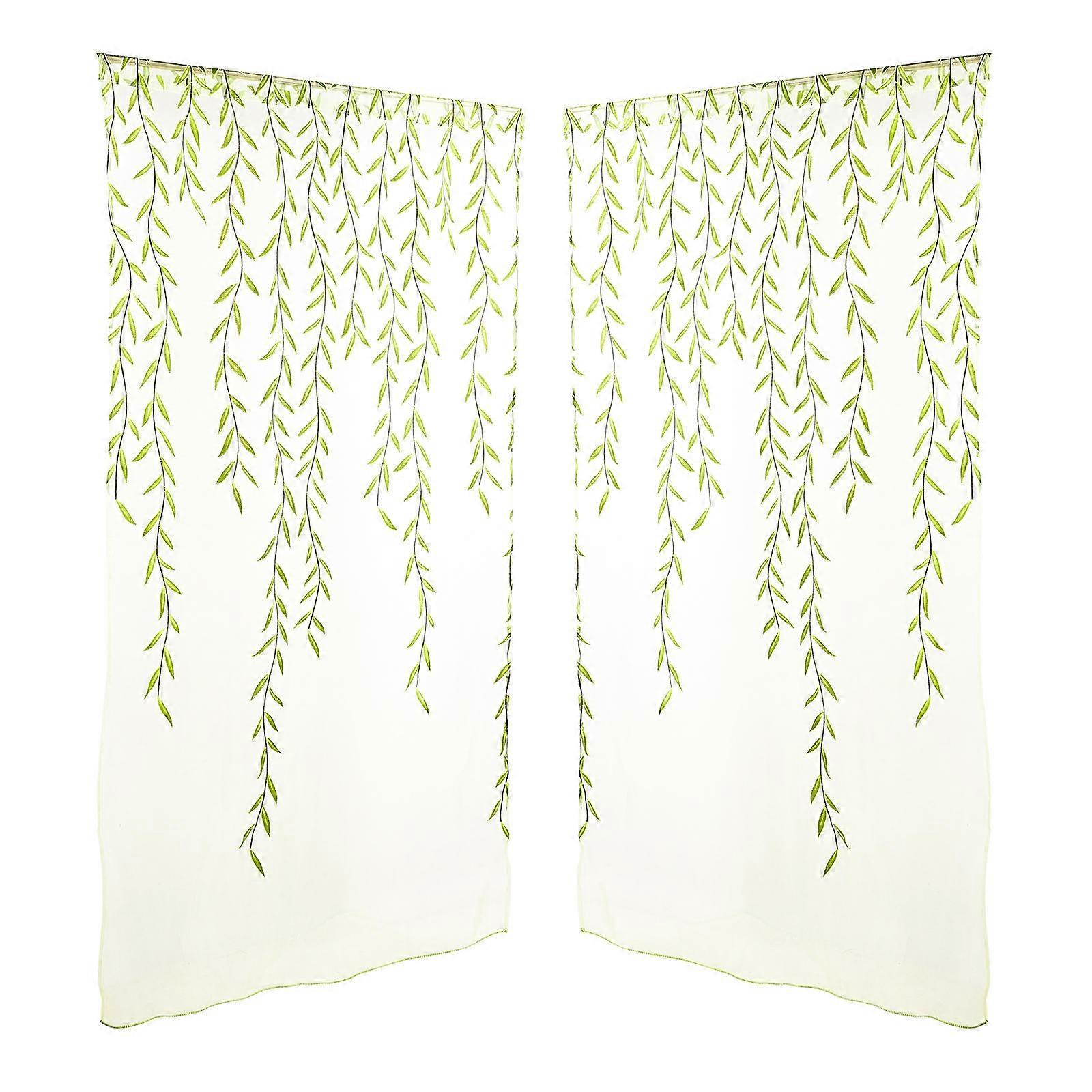 Voile Curtains Window Screen for Window Shielding Transparent Green