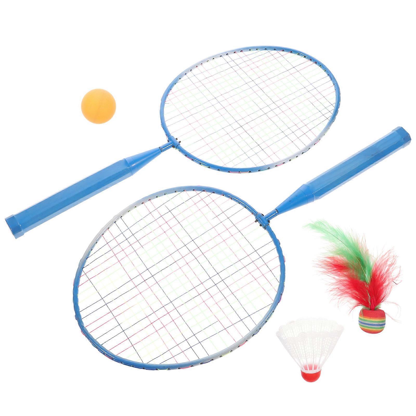 Badmintonracketsett for barn, blå racketer og baller