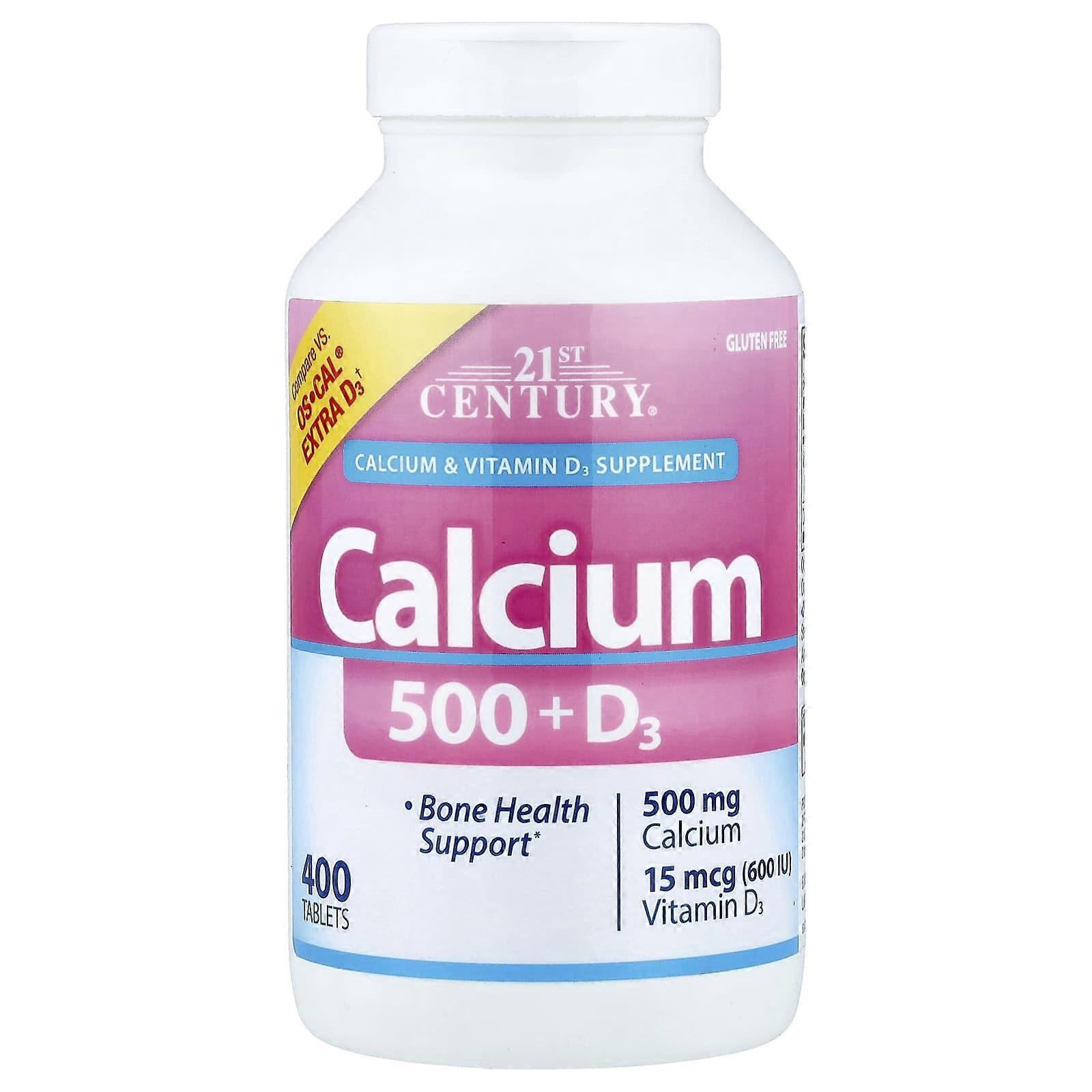 21st Century, Calcium 500 + D3, 400 Tablets, 2-Pack