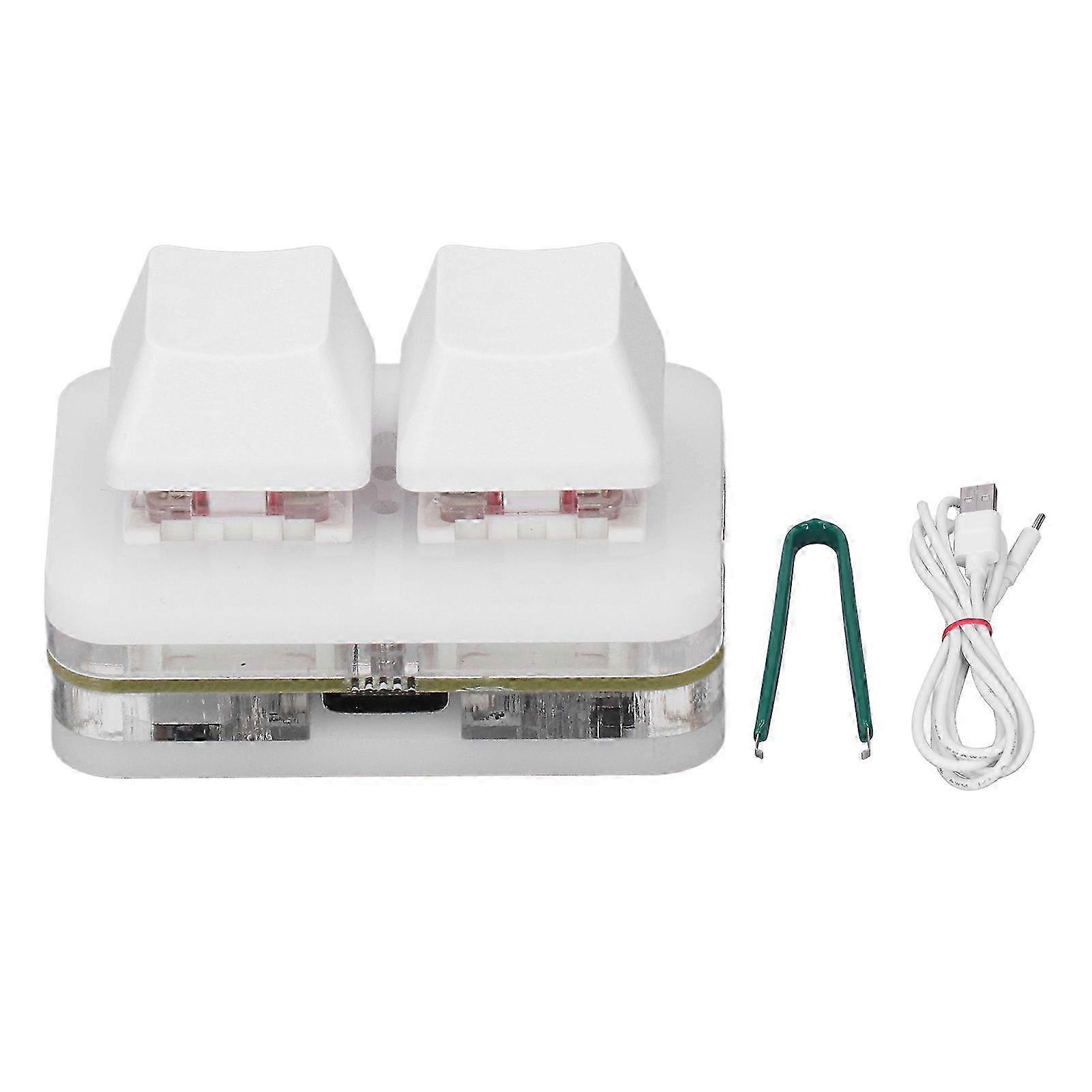 2 Keys Red Switch Keyboard Mini USB Mechanical Keypad compatible with Rhythm Games Copy Paste Function White