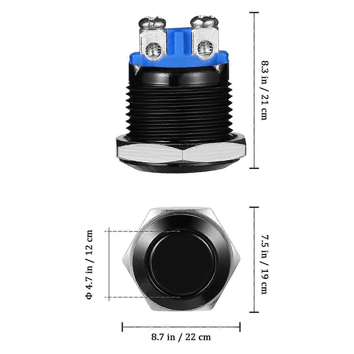 Metal Case 12v Push Button Switch Mouting Domed Screw Terminal Pushbutton Switches