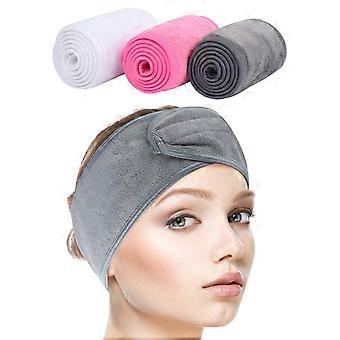 Adjustable Spa Headband for Women, 3 Pack Microfiber Makeup Hair Band with Self-Adhesive Tape for Facials, Yoga, Washing Face