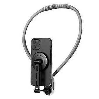 Magnetic Neck Mount with Adjustable Strap for Smartphones, Hands-Free POV Vlog, Quick-Release Magnetic Lock, 26-Inch Silicone, Aluminum Alloy