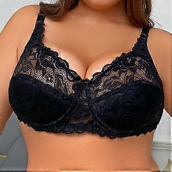 Reggiseno a bralette in pizzo trasparente con trafori, coppe sottili e ferretto, taglie forti da donna.