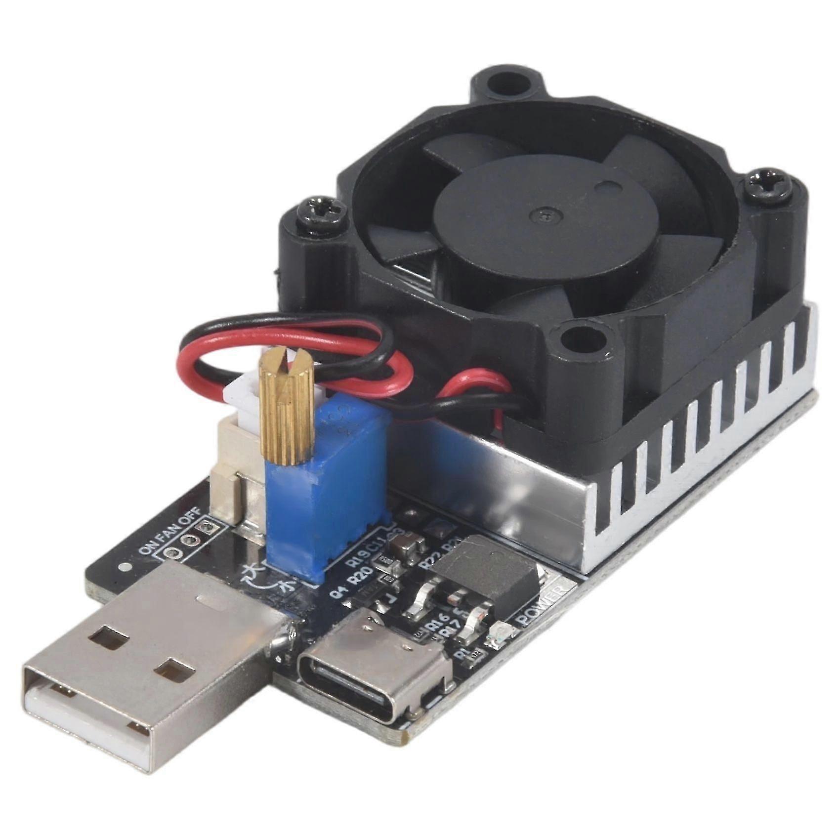 DC 3.7-20V 3A 25W Load Tester Electronic Test Resistor Module USB&Type C Interface Adjustable Constant Current