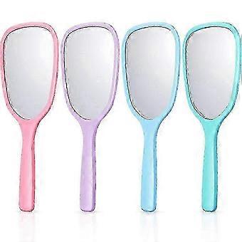 4 Pack Handheld Makeup Mirrors with Handle, Portable Travel Hand Mirror, 4 Bright Colors, Plastic Frame