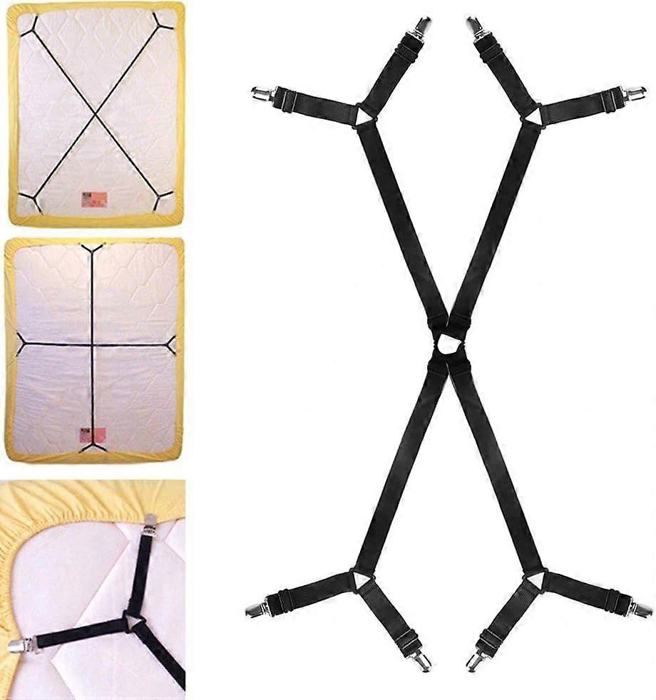 Adjustable cross tensioners for fitted sheet