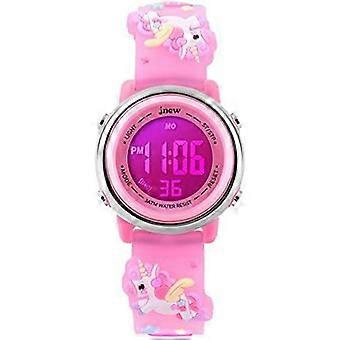 Kinder Uhren Mädchen Uhren Alter 3-12 Sport Wasserdicht 3D Niedliche Cartoon Digital 7 Farblichter Armbanduhr für Kinder