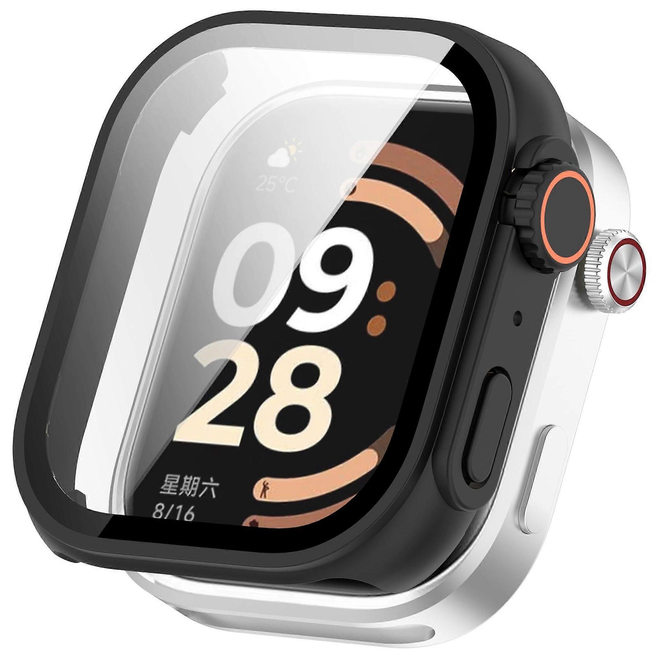 Protective glass case for Xiaomi Redmi Watch 6 in Ultra 3 design, 9H hardness, black