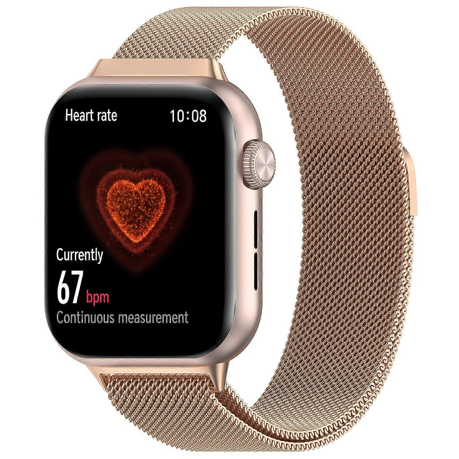 For Honor Watch 5 Milan Metal Steel Mesh Replacement Strap with Magnetic Clasp Rose Gold