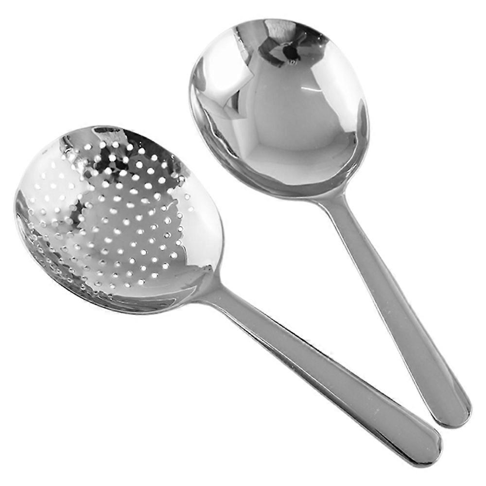 2pcs Stainless Steel Cooking Spoons Set Versatile-Solid Slotted Serving Spoon Set Practical Kitchen Utensils