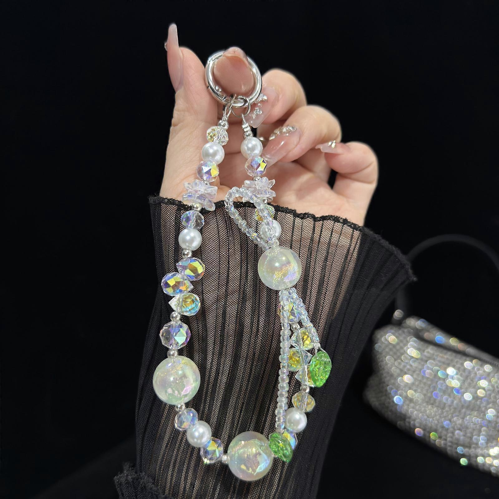Iridescent Double Layer Flower Bead Phone Chain