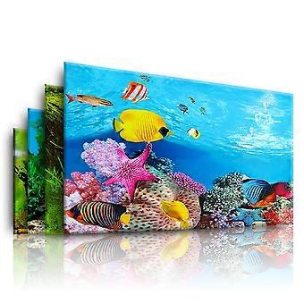 Aquarium Background Sticker,3D Double-Sided Adhesive Wallpaper Fish Tank Decorative Pictures Underwater Backdrop Image Decor