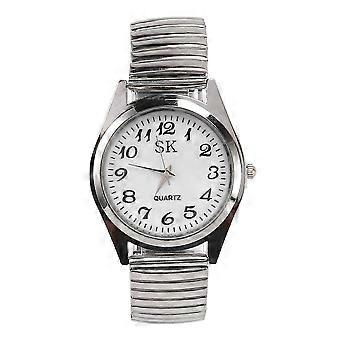 Große Zahlen Dehnbare Stahl Herren Dame Sport Armbanduhr 1.4