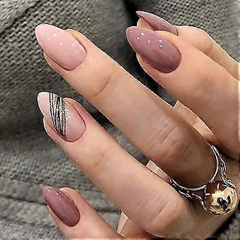48 Pcs Glossy Press On Nails, Medium Stiletto Fake Nails, False Nails With Glue