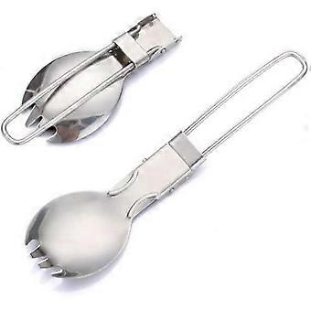 5 pieces foldable stainless steel cutlery camping outdoor folding spoon [MI]
